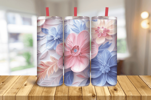 3D Embroidered Flowers 20 Oz Wrap