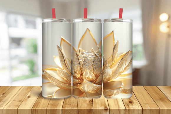 3D Gold Floral 20oz Skinny Tumbler Wrap