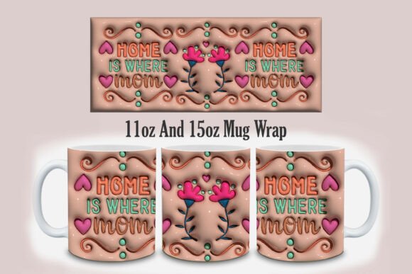 3D Home is Where Mom Mug Design PNG