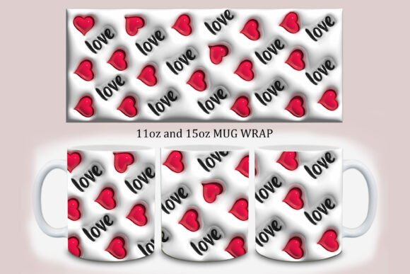 3D Inflated Valentine Mug Wrap Design