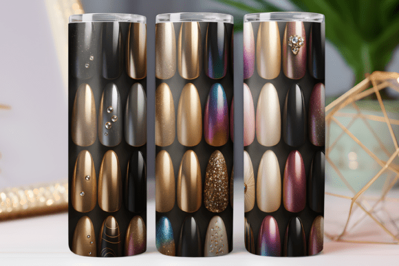 3D Nail Art Tumbler Wrap 20oz Skinny PNG
