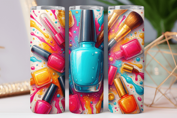 3D Nail Art Tumbler Wrap PNG for 20oz