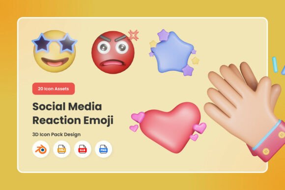Elevating Digital Engagement with the Social Media Reaction Emoji 3D Icon Pack
