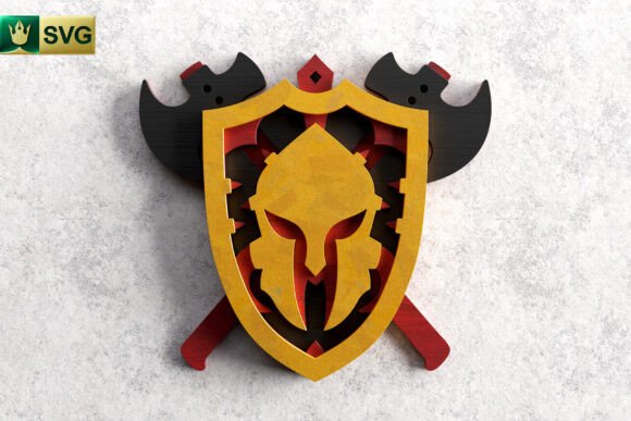 Fantasy Shield 3D Layered SVG Warrior: Bringing Medieval Bravery to Life