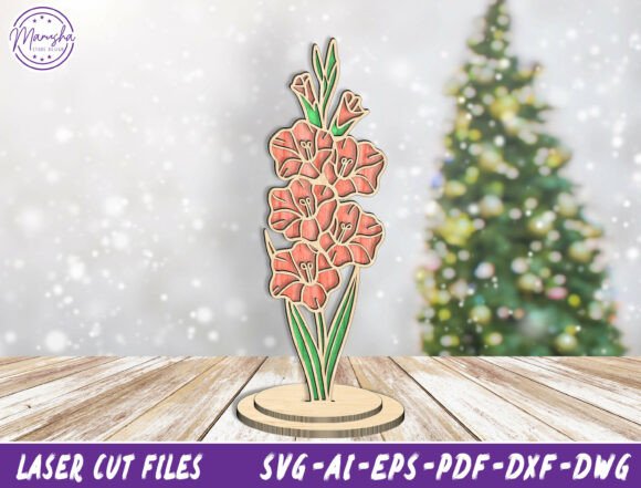 Gladiolus Flower 3D Laser Cut Design