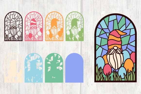 Gnome with Eggs Layered Stained Glass