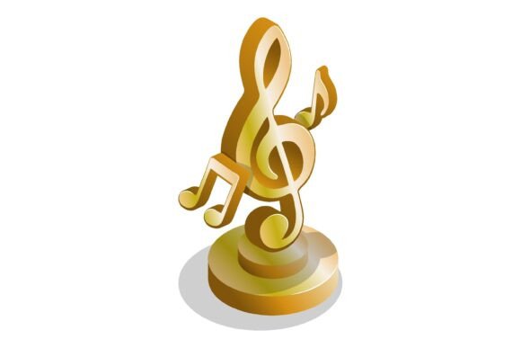 Isometric 3D Golden Music Cup