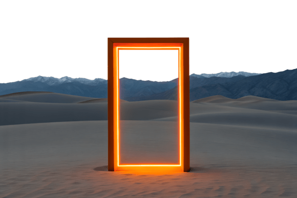 Orange Neon Rectangular Portal PNG
