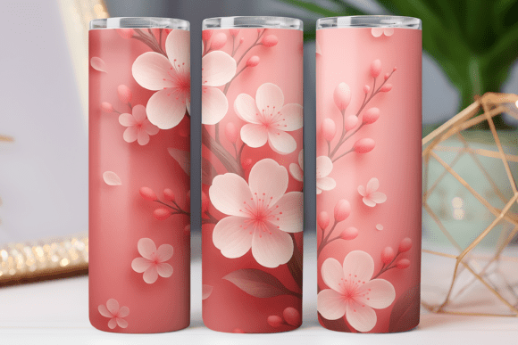 Paper Floral Tumbler Wrap Design Skinny