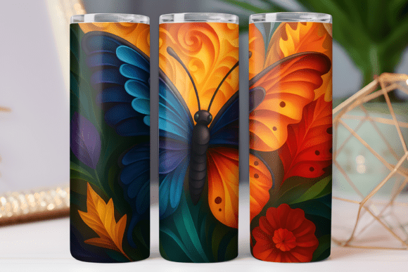 Paper Floral Tumbler Wrap Skinny Png Art: Elevating Drinkware with 3D Design