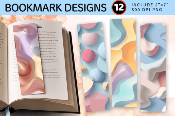 Pastel 3D Abstract Shapes PNG Bookmark Design