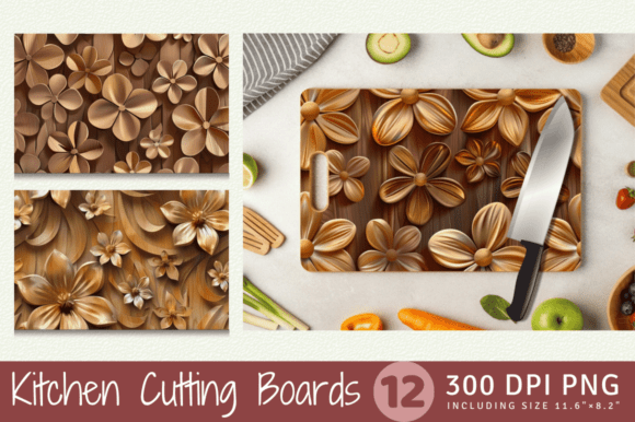 Wooden 3D Flowers Cutting Boards Sublima: Elevating Kitchen Decor and Print-on-Demand Designs